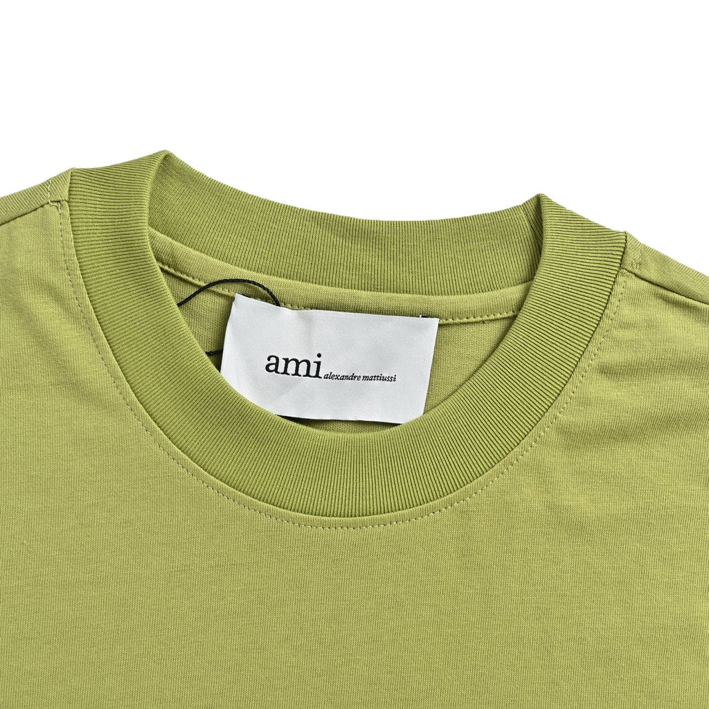 AMI Men's Green Small Black Heart Logo Short-Sleeve T-Shirt