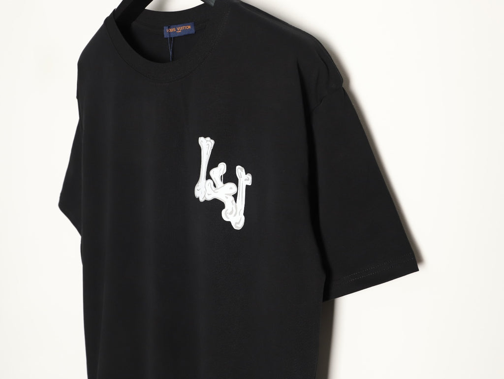 Louis Vuitton Bone-Style LV Logo Short-Sleeve T-Shirt in Black