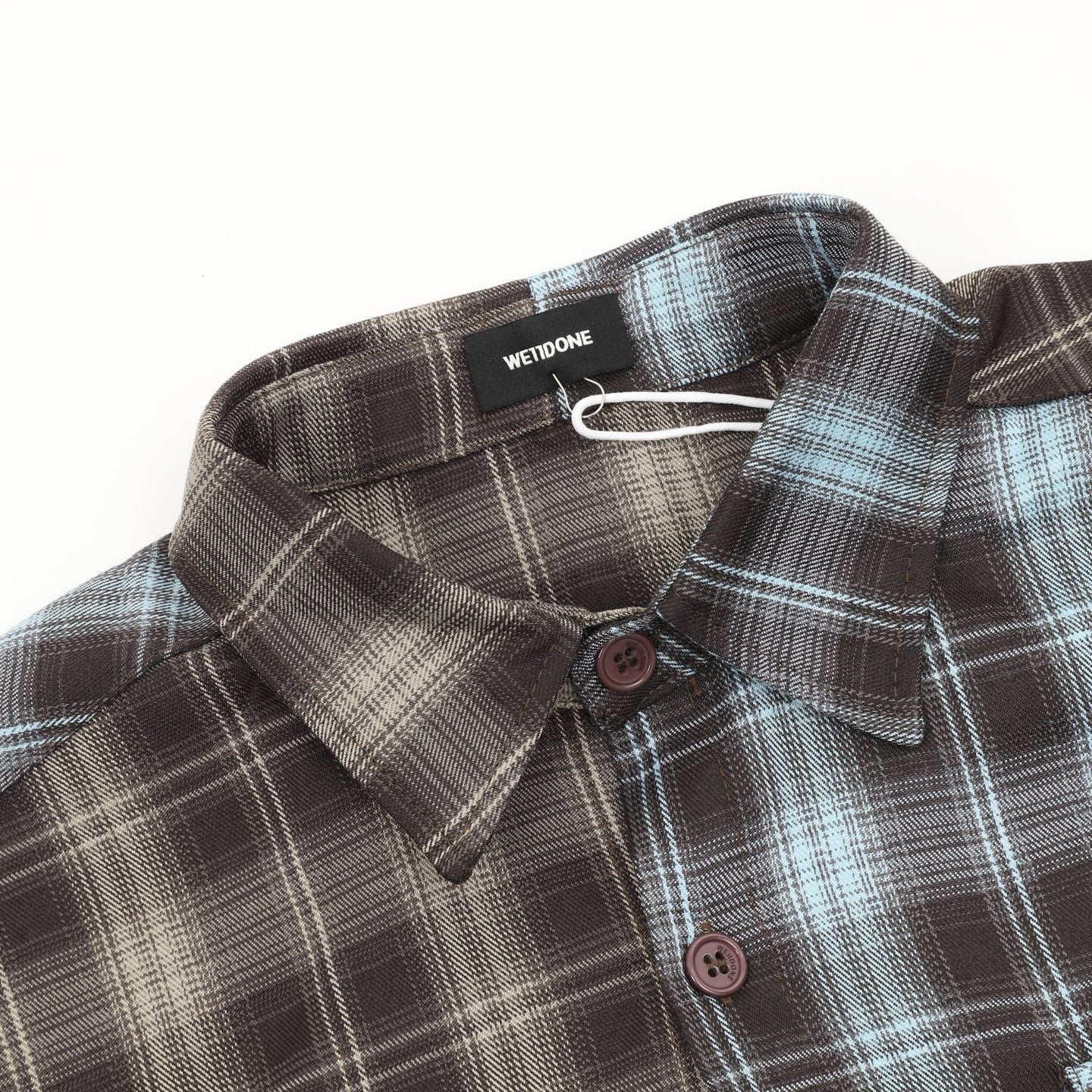 WE11DONE 24SS American Retro Patchwork Color Block Plaid Long-Sleeve Shirt