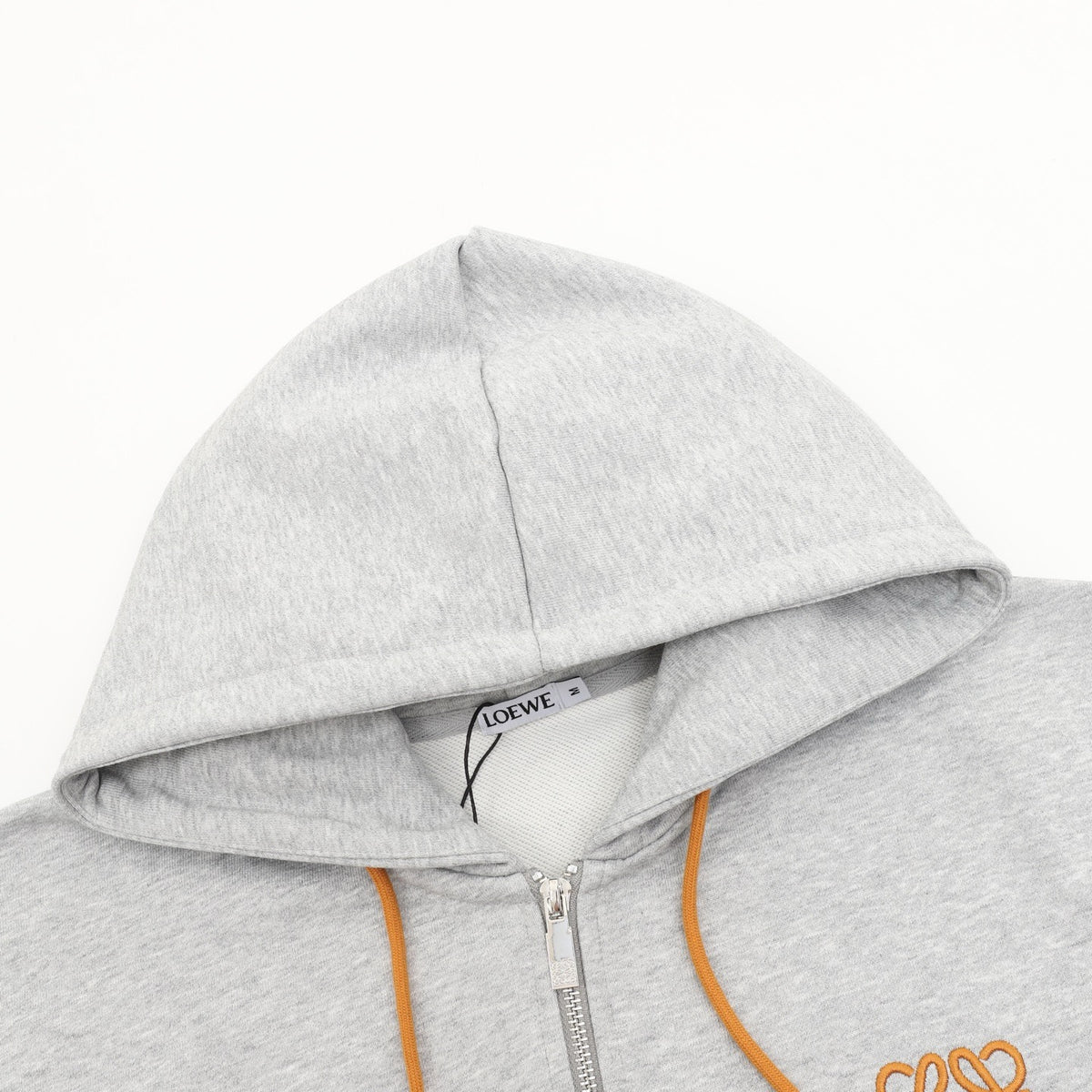 Loewe Women's Men's Light Grey Anagram Embroidered Full-Zip Hoodie