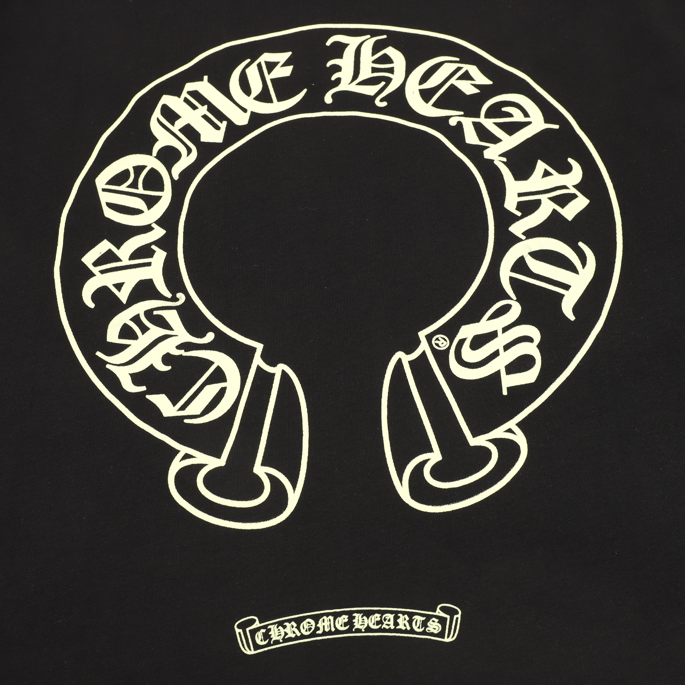 Chrome Hearts Horseshoe Logo Pocket Long-Sleeve Tee — Black, Cream Print
