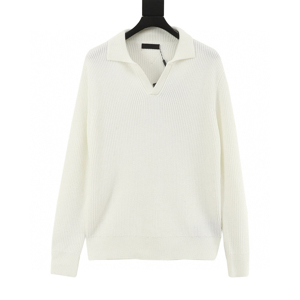 Prada Polo Collar Half-Zip Chunky Knit Sweater