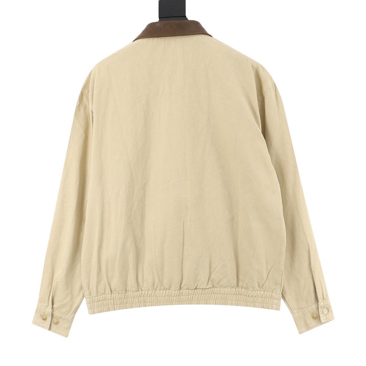 Prada Women's & Men's Beige Leather-Collar Crest Logo Harrington Jacket