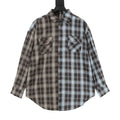 WE11DONE 24SS American Retro Patchwork Color Block Plaid Long-Sleeve Shirt