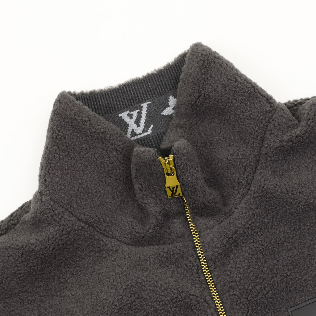 Louis Vuitton Women's & Men's Dark Grey Stand-Collar Full-Zip Fleece Jacket