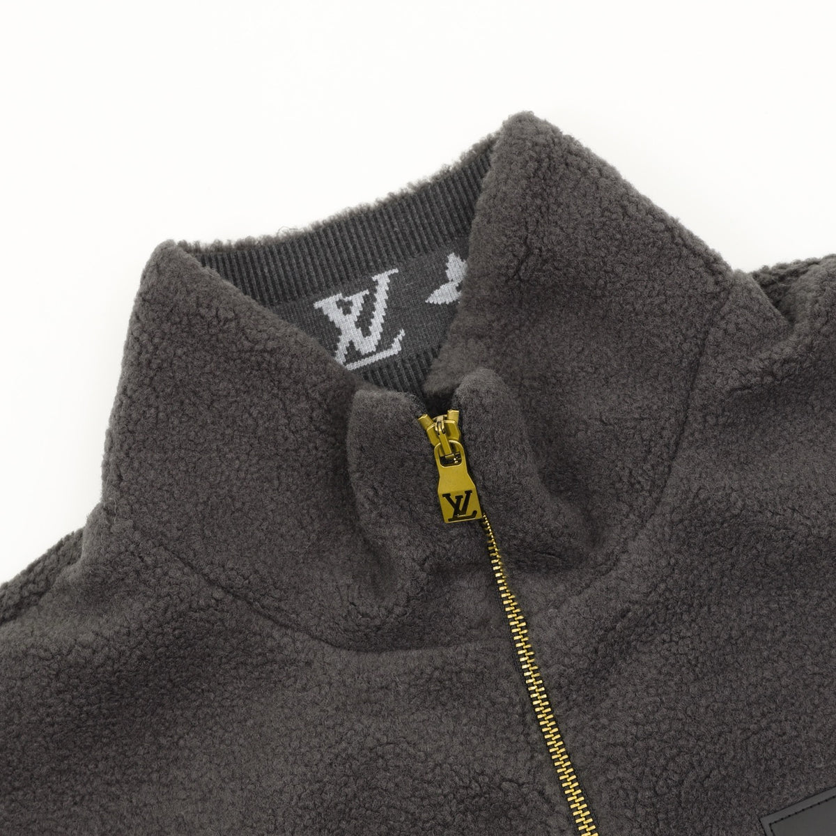 Louis Vuitton Women's & Men's Dark Grey Stand-Collar Full-Zip Fleece Jacket