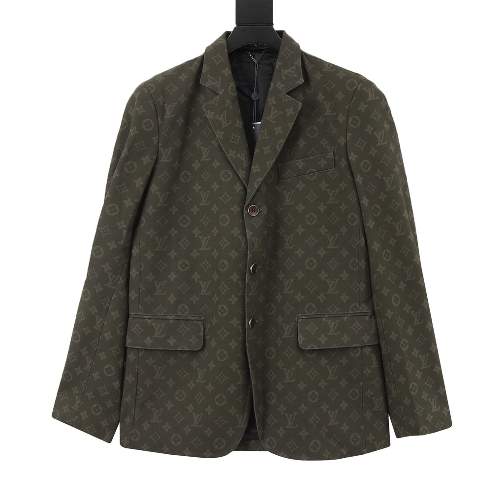 Louis Vuitton Women's & Men's Olive Monogram Three-Button Blazer