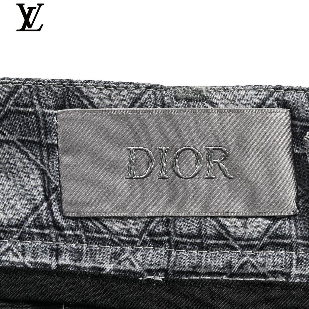 Louis Vuitton Grey Geometric Pattern Silk Shorts