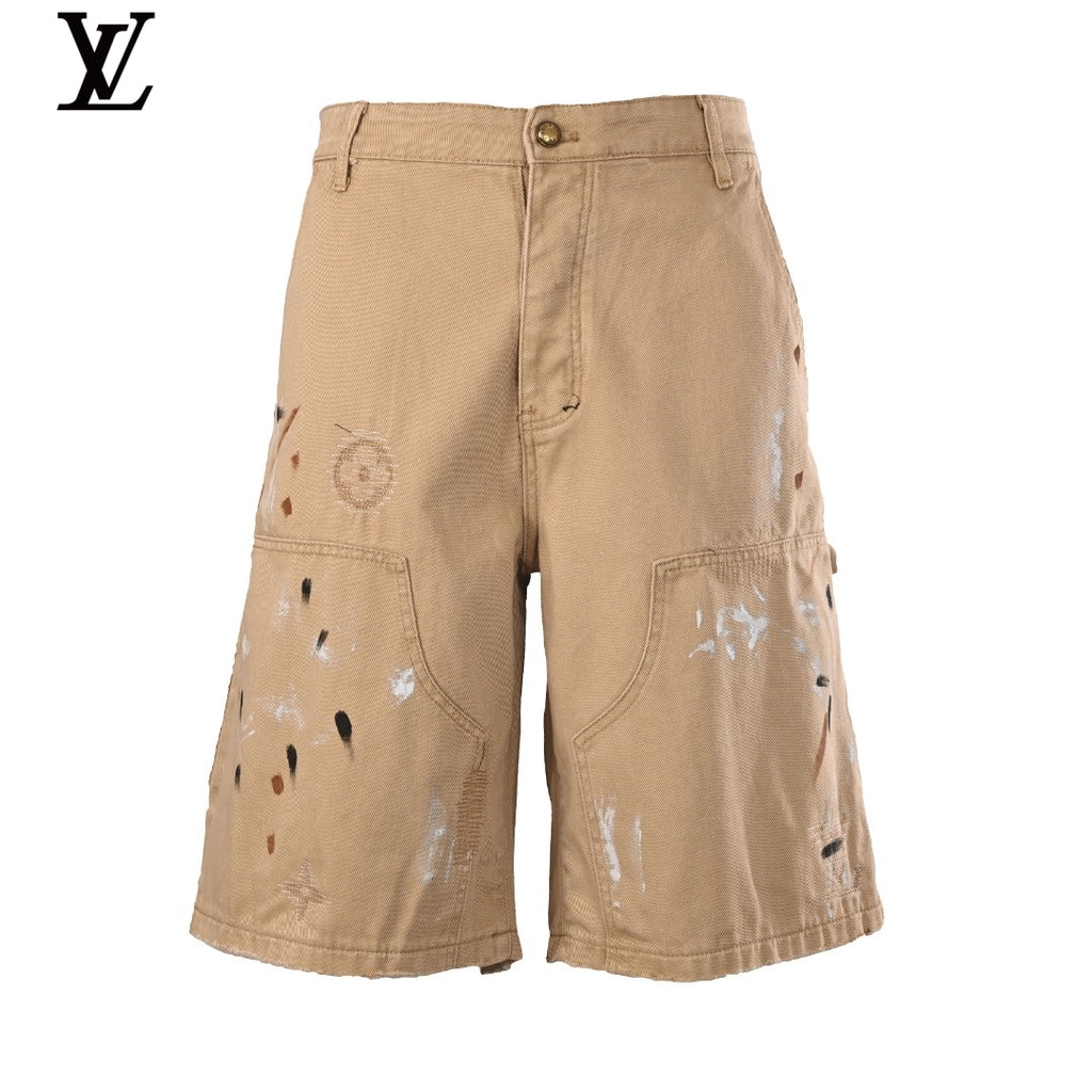 Louis Vuitton Khaki Paint Splatter Workwear Shorts
