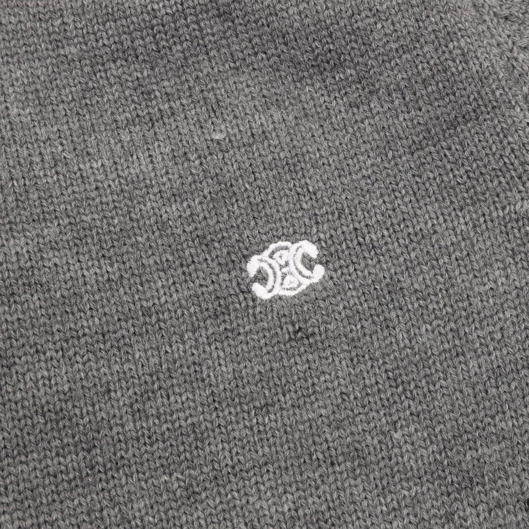 Celine Paris Back Chenille Appliqué Crew Neck Knit Sweater
