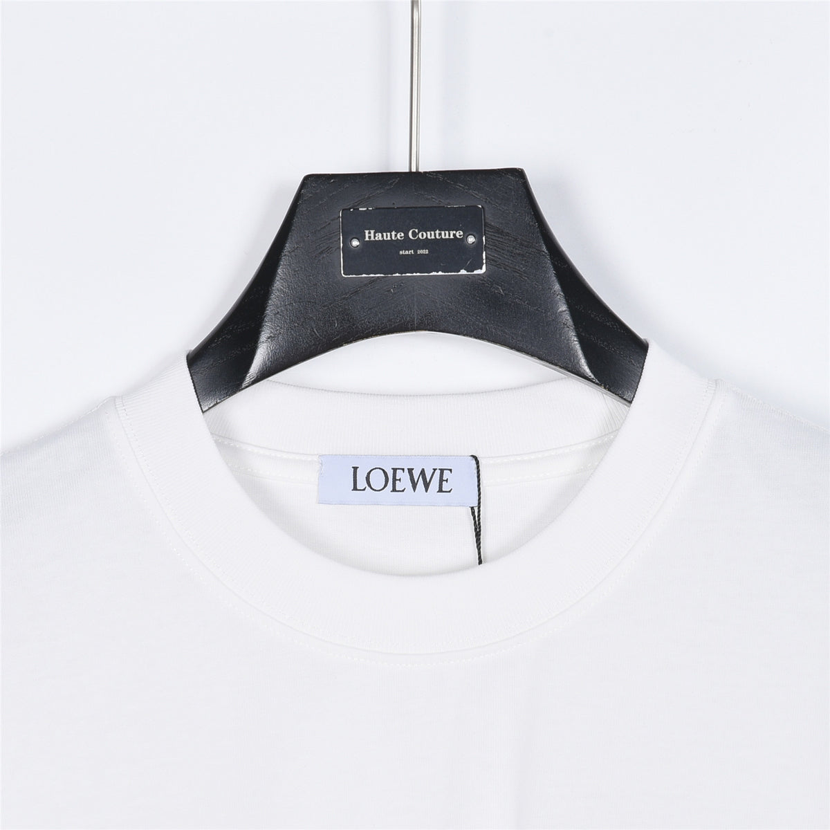Loewe Rabbit Embroidery and Anagram Short-Sleeve T-Shirt in White