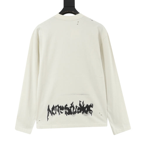 Acne Studios Women's & Men's Off-White Graffiti Logo Long-Sleeve Tee