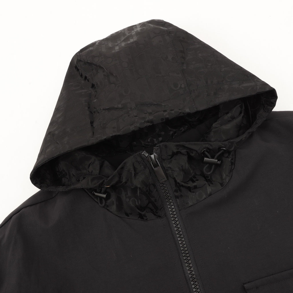 Dior Women's & Men's Black Technical Fabric Hooded Windbreaker