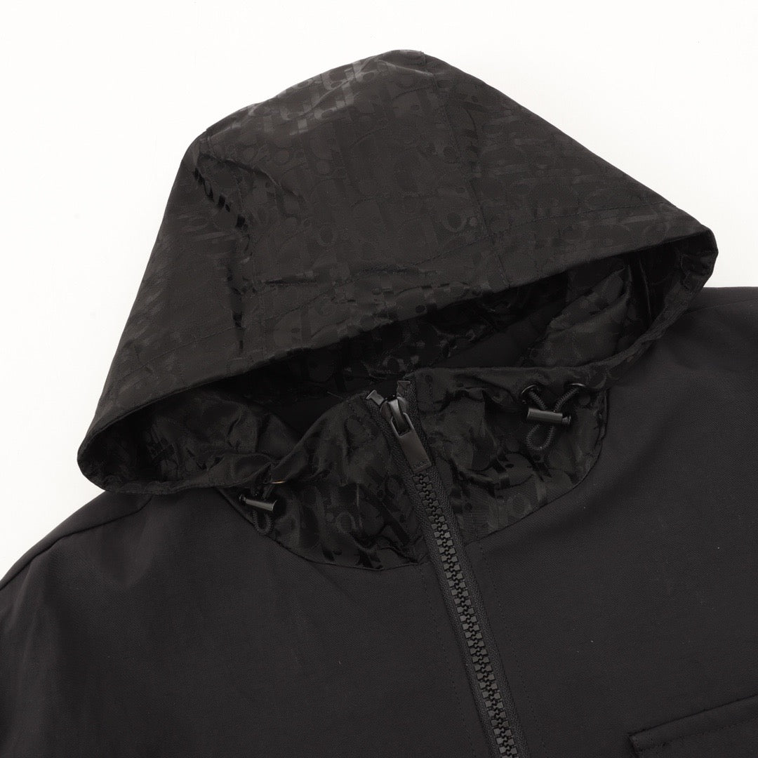 Dior Women's & Men's Black Technical Fabric Hooded Windbreaker