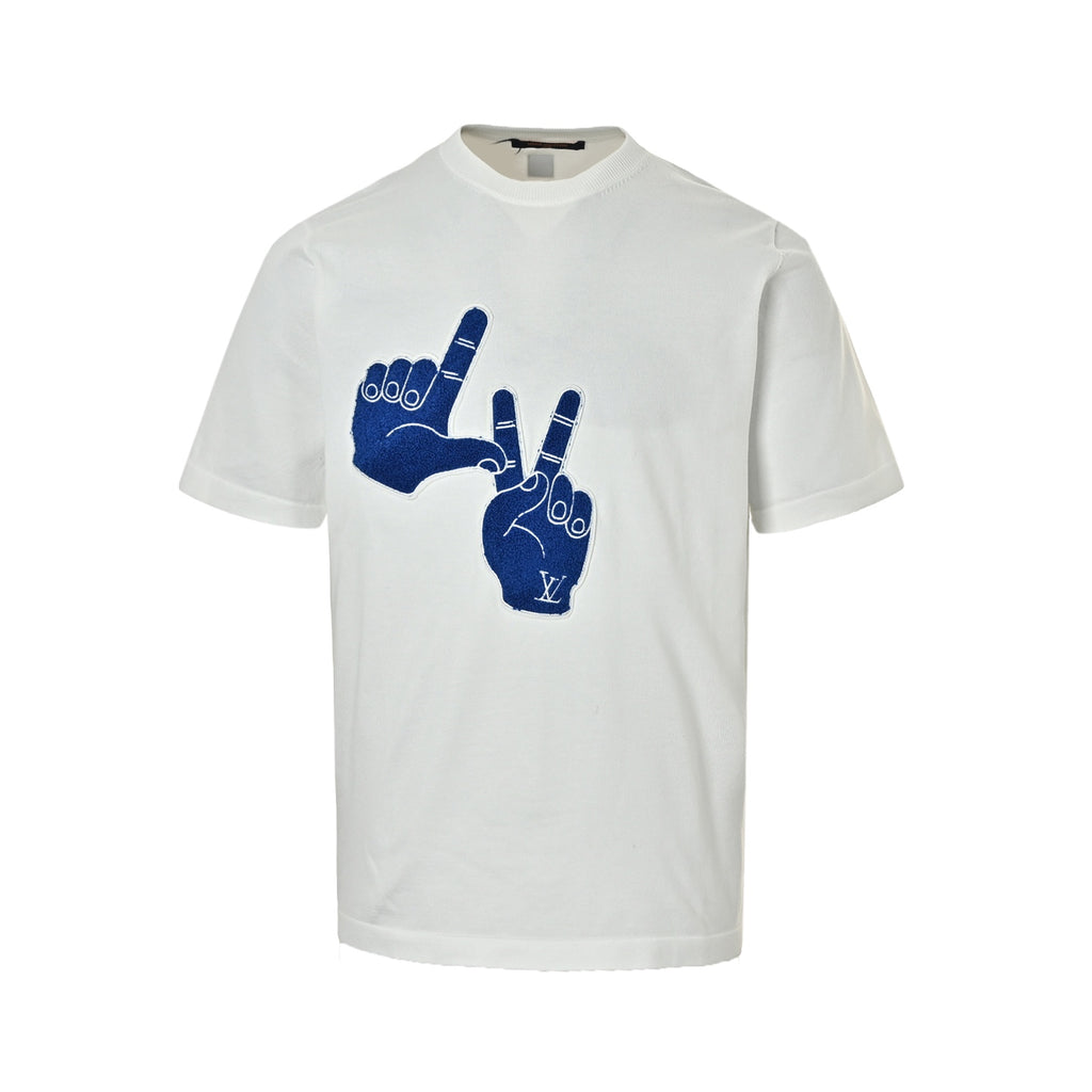 Louis Vuitton Blue Hand Patch Short-Sleeve T-Shirt in White