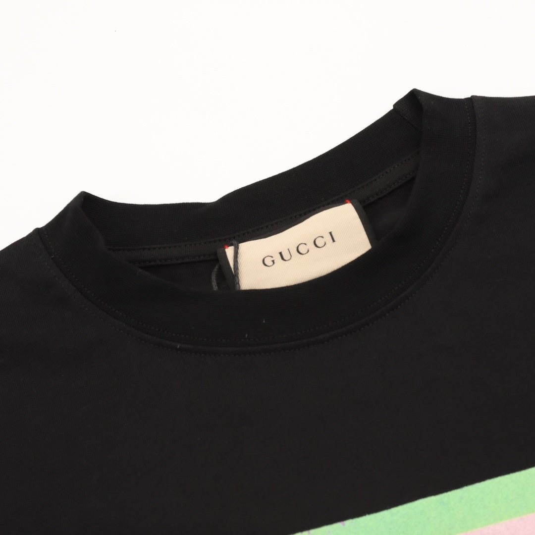 Gucci Men's Black Cat Print Short-Sleeve T-Shirt