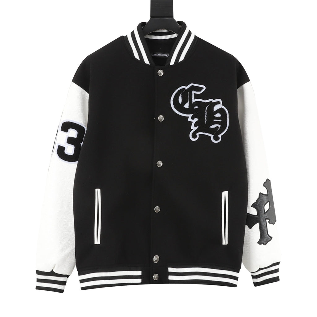 Chrome Hearts CH Logo Eagle Graphic Varsity Jacket Black & White | Women's & Men's Streetwear