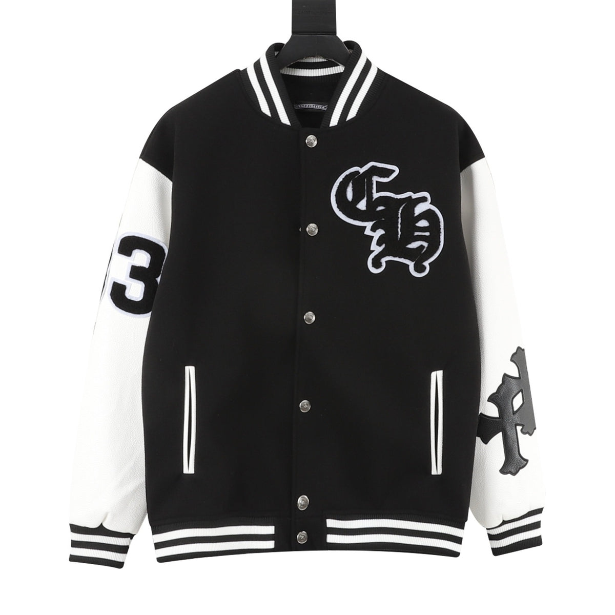 Chrome Hearts CH Logo Eagle Graphic Varsity Jacket Black & White | Women's & Men's Streetwear