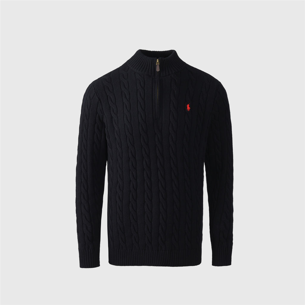 Polo Ralph Lauren Women's & Men's Black Cable-Knit Half-Zip Sweater