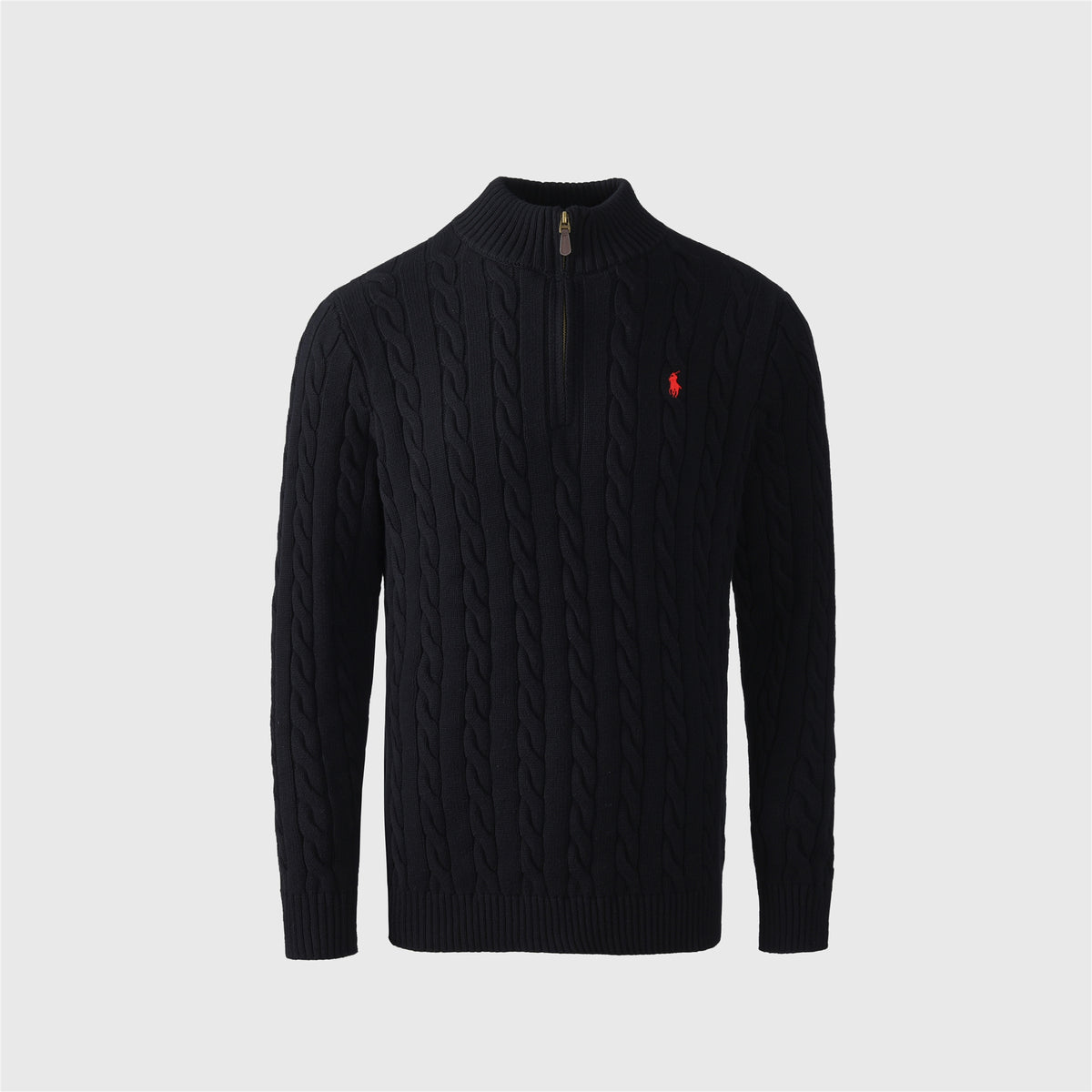 Polo Ralph Lauren Women's & Men's Black Cable-Knit Half-Zip Sweater