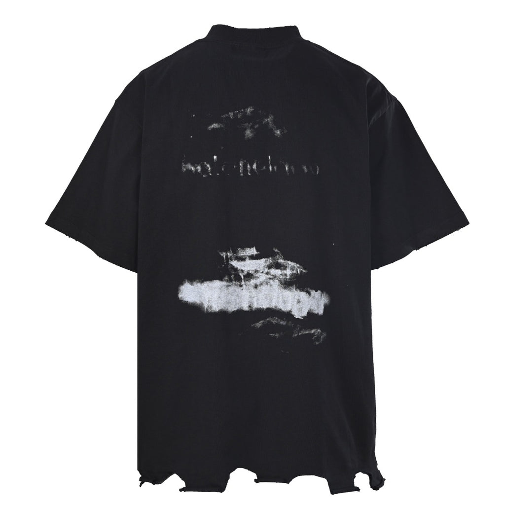 Balenciaga Black Distressed Graphic T-Shirt