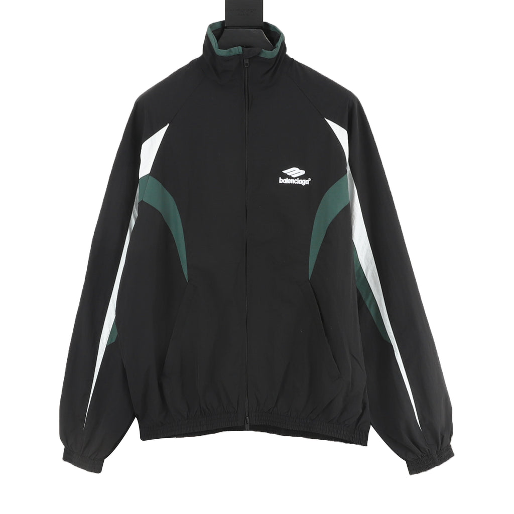 Balenciaga BLCG Sport Logo Track Jacket — Black, Geometric Panel | FW24