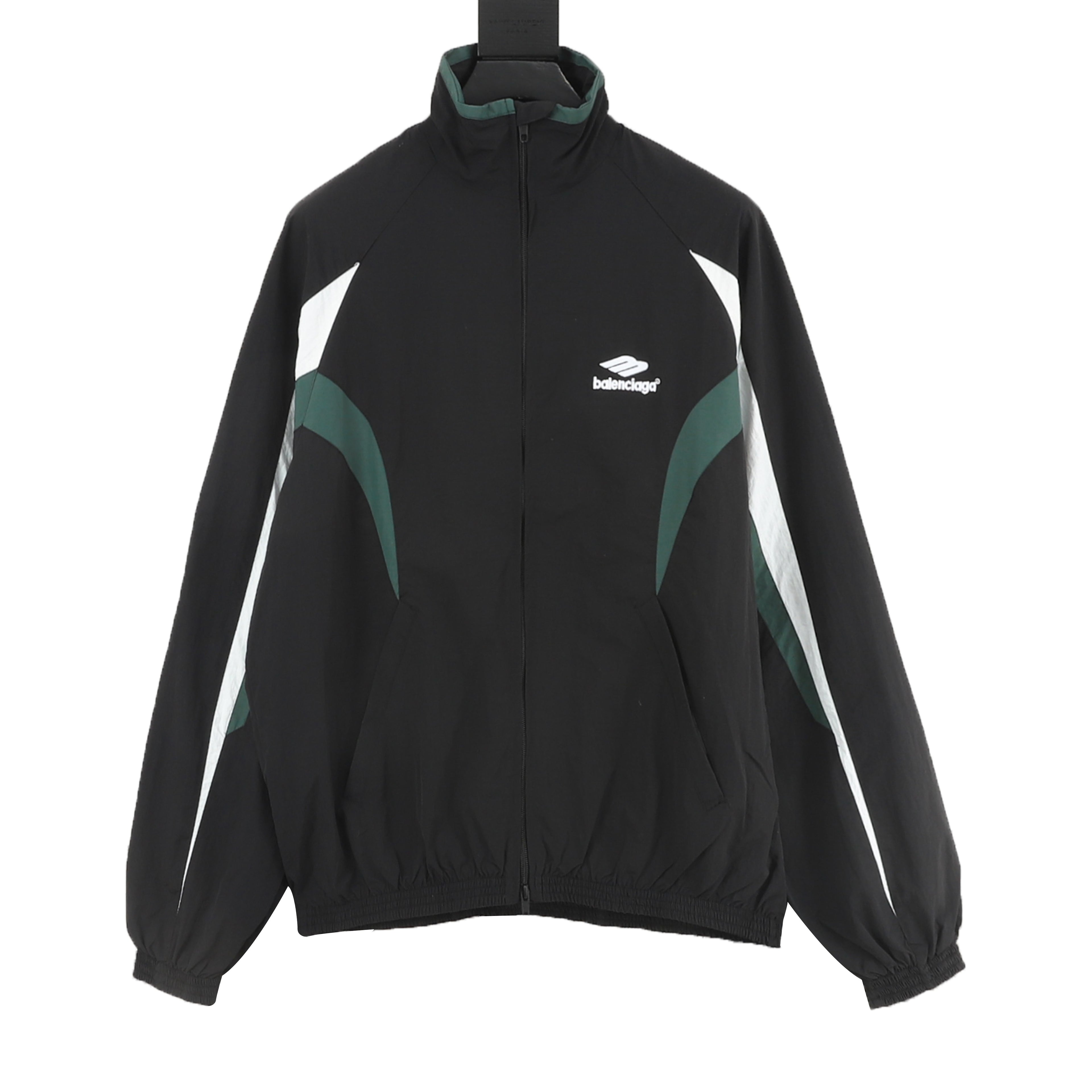 Balenciaga BLCG Sport Logo Track Jacket — Black, Geometric Panel | FW24