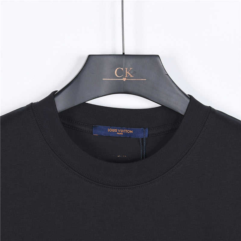 Louis Vuitton Copper Plate Logo Print Short-Sleeve T-Shirt in Black