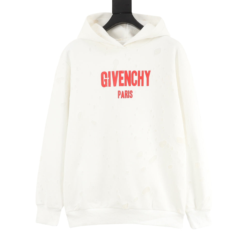Givenchy Distressed Small Letter Print Hoodie