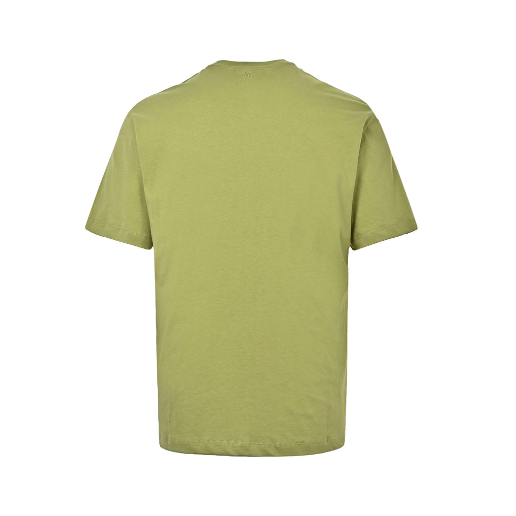 AMI Men's Green Small Black Heart Logo Short-Sleeve T-Shirt