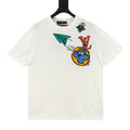Louis Vuitton Cartoon Paper Plane Embroidered Short-Sleeve T-Shirt in White