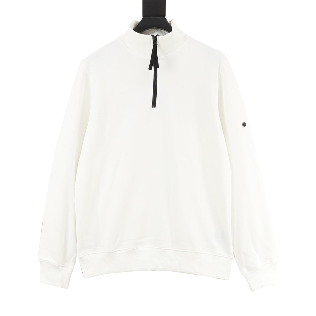 Stone Island Half-Zip Pullover Sweatshirt — Olive Green, Sleeve Badge | SS26
