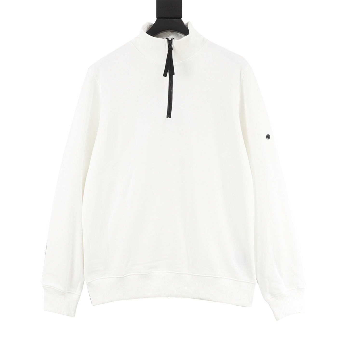 Stone Island Half-Zip Pullover Sweatshirt — Olive Green, Sleeve Badge | SS26