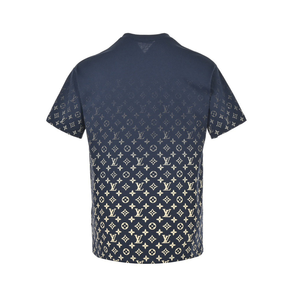 Louis Vuitton Gradient Monogram Print Short-Sleeve T-Shirt in Navy Blue