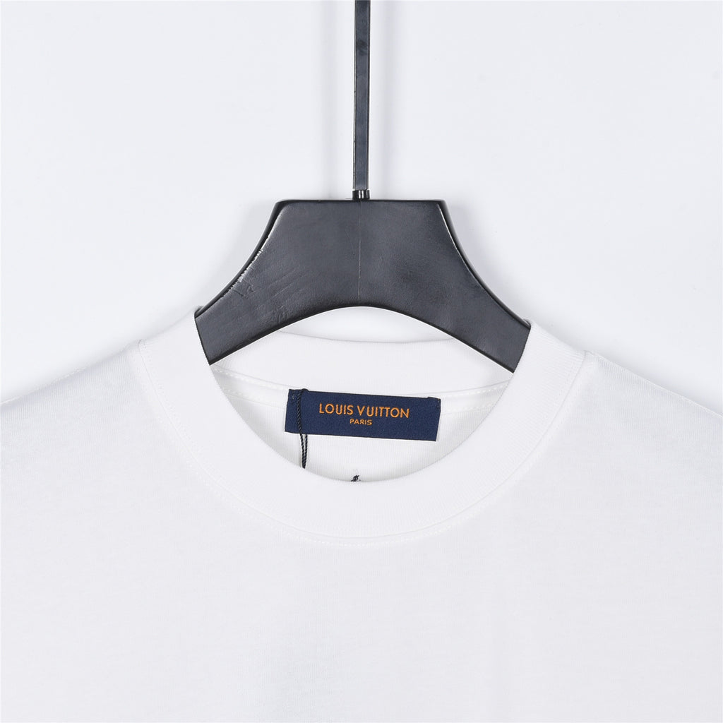 Louis Vuitton Graffiti LV Logo Print Short-Sleeve T-Shirt in White