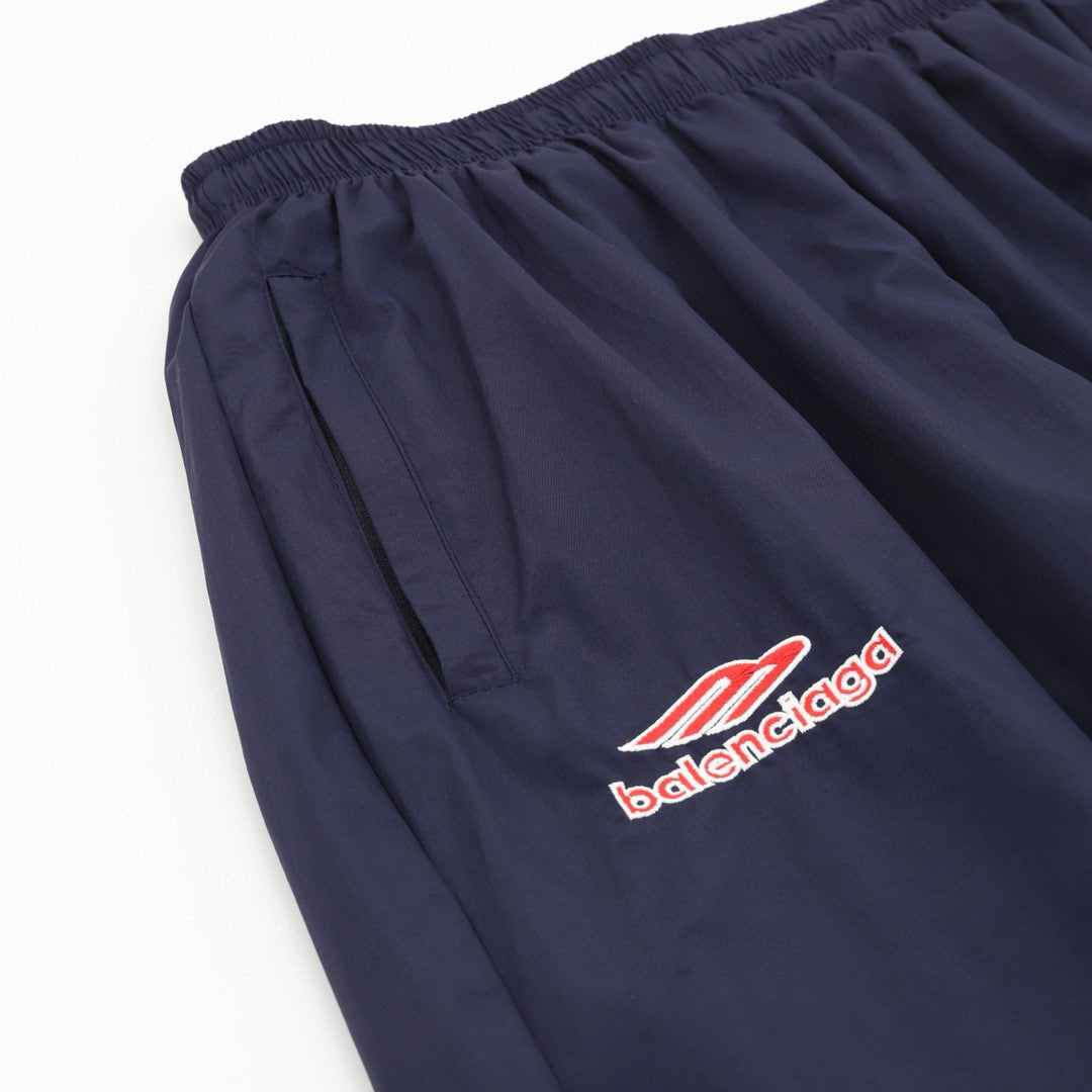 Balenciaga 26SS Sport Logo & Crest Embroidered Wide-Leg Track Pants