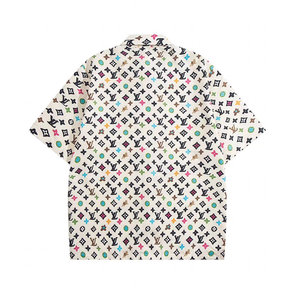 Louis Vuitton Multicolor Graffiti Monogram Short-Sleeve Shirt in White
