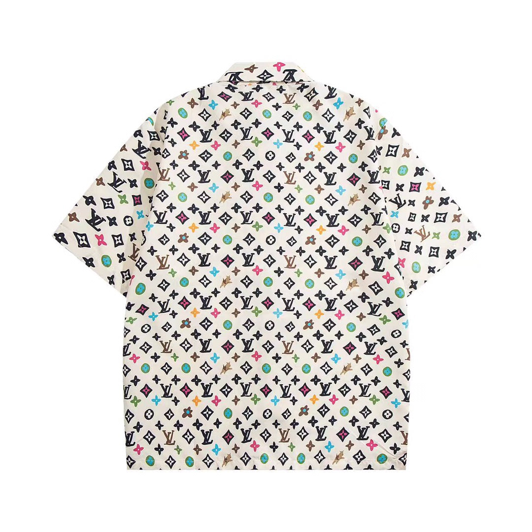 Louis Vuitton Multicolor Graffiti Monogram Short-Sleeve Shirt in White