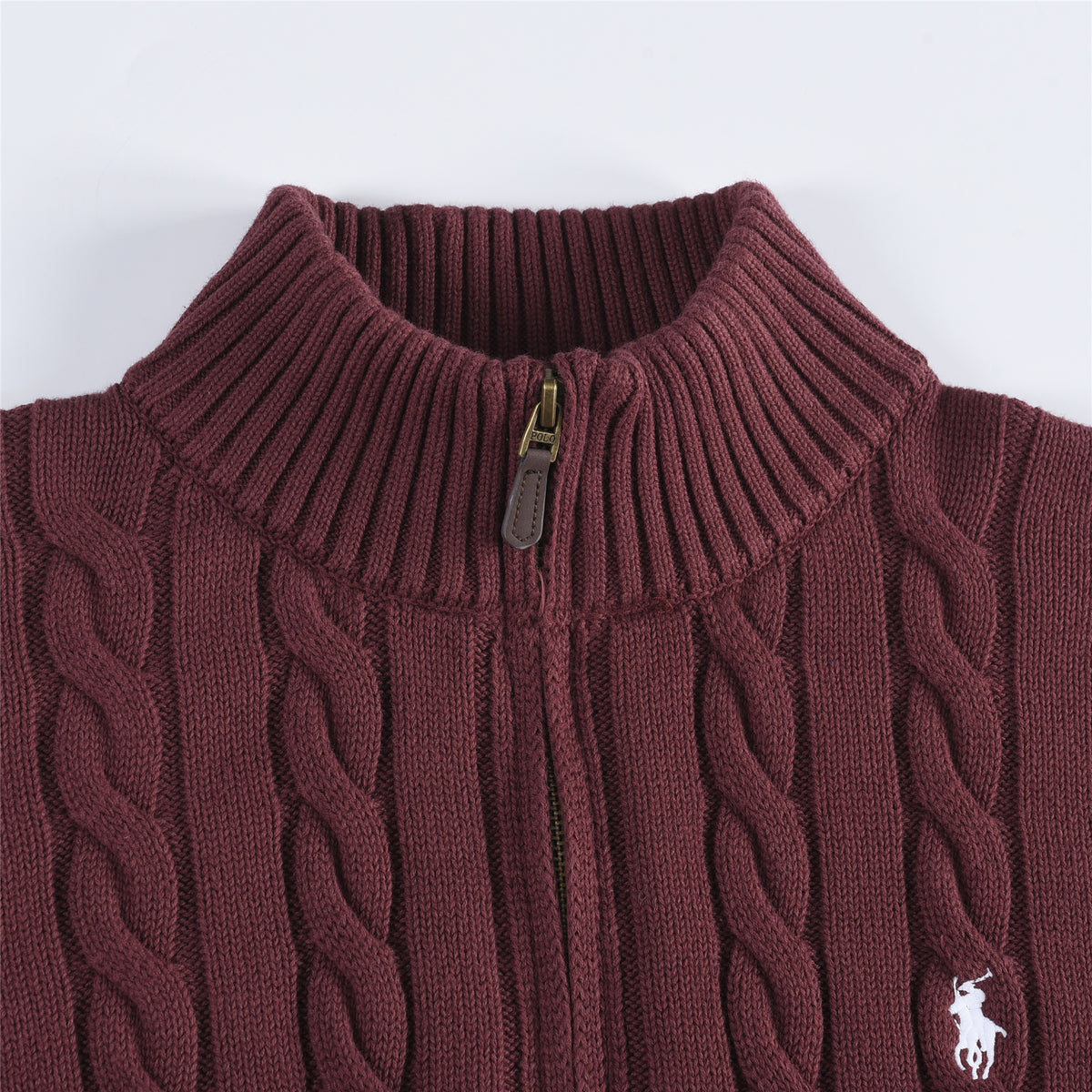 Polo Ralph Lauren Women's & Men's Burgundy Cable-Knit Half-Zip Sweater