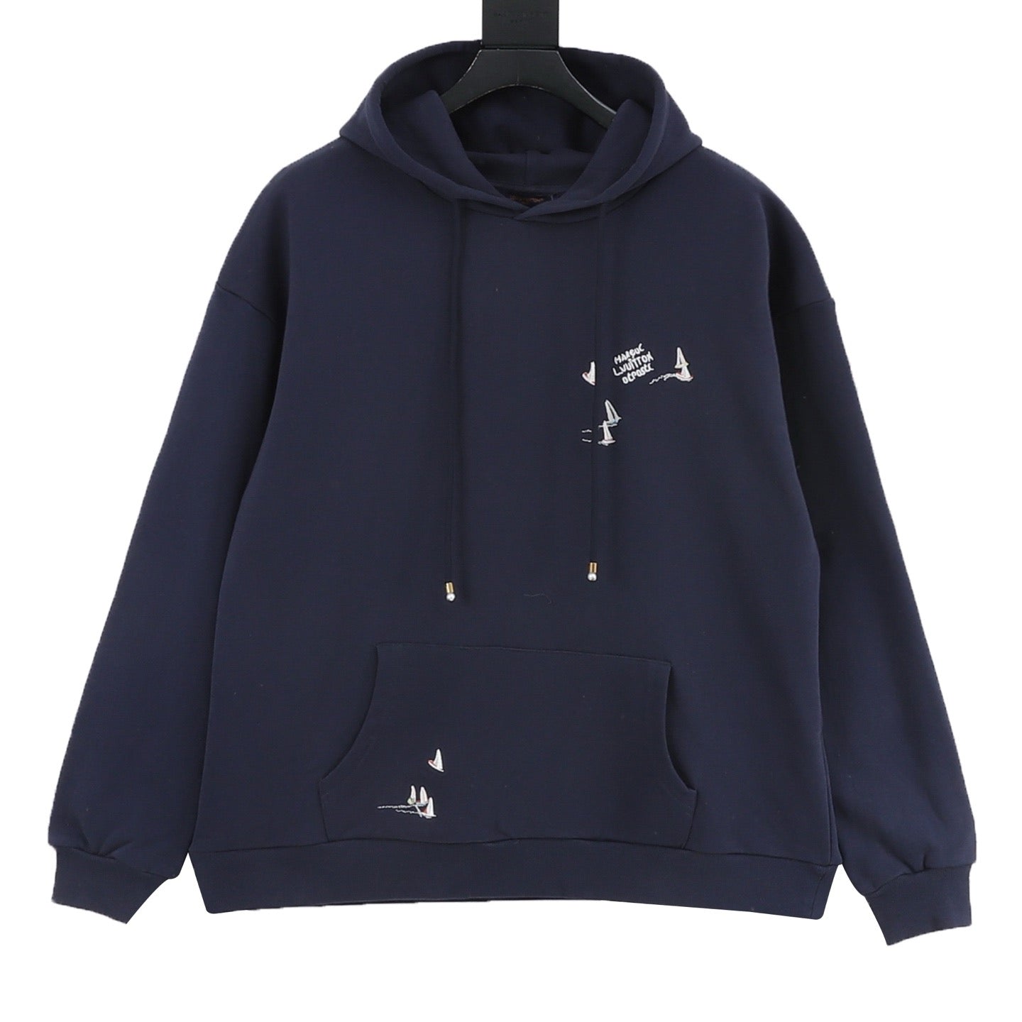 Louis Vuitton Sailboat Embroidery Hoodie — Navy, Nautical Graphic