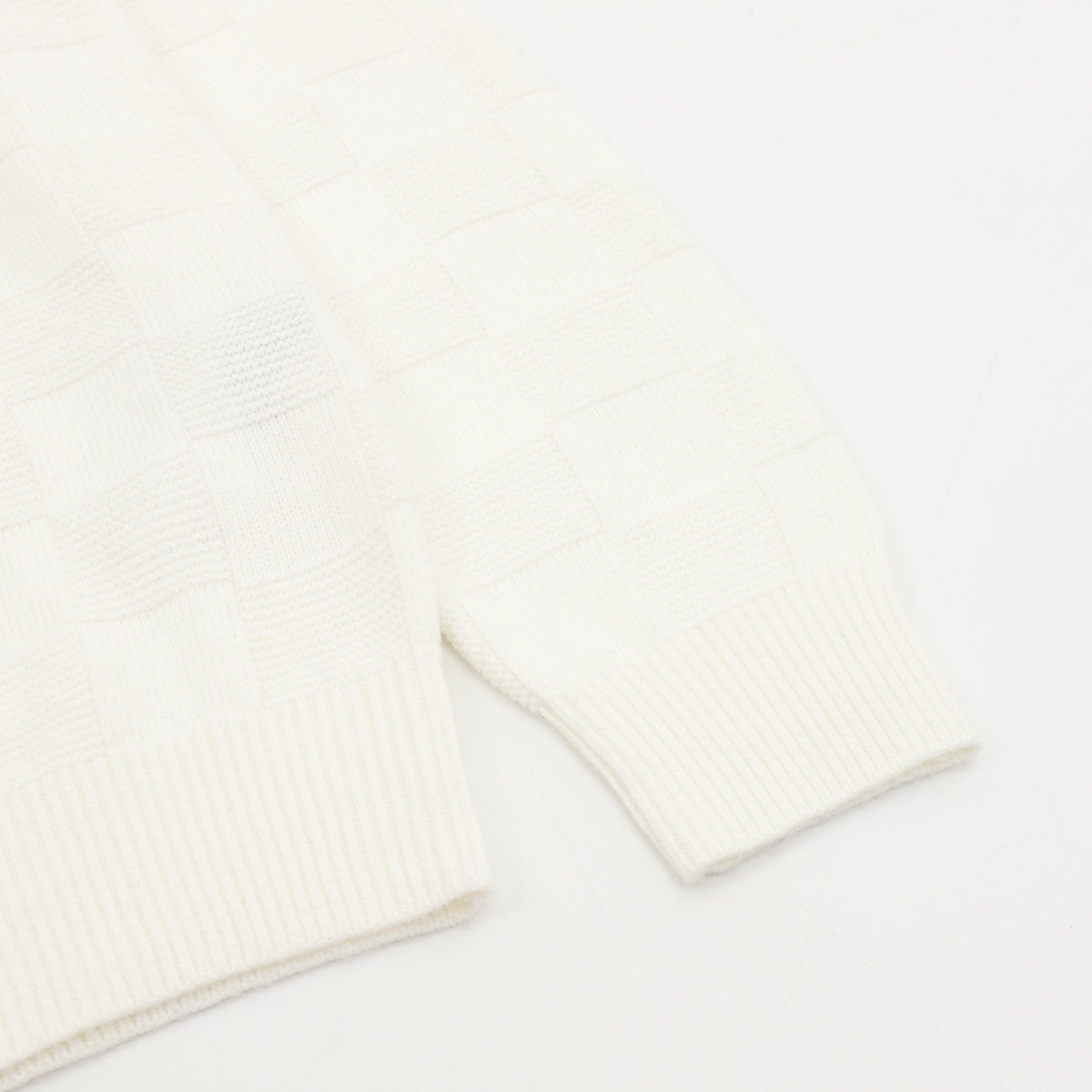 Louis Vuitton Women's Men's White Checkered Crewneck Knit Sweater
