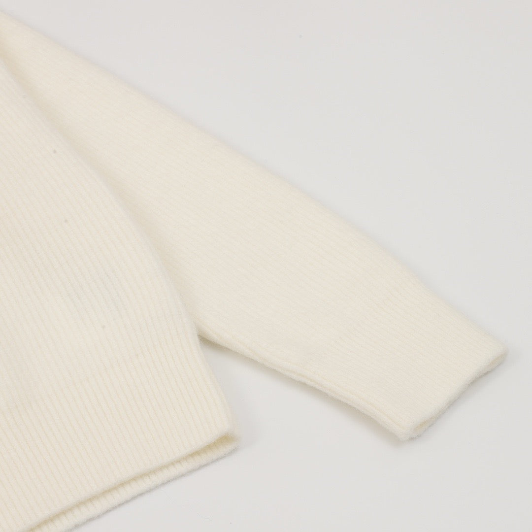 Miu Miu Women's Men's White Ribbed Knit Zip Hoodie