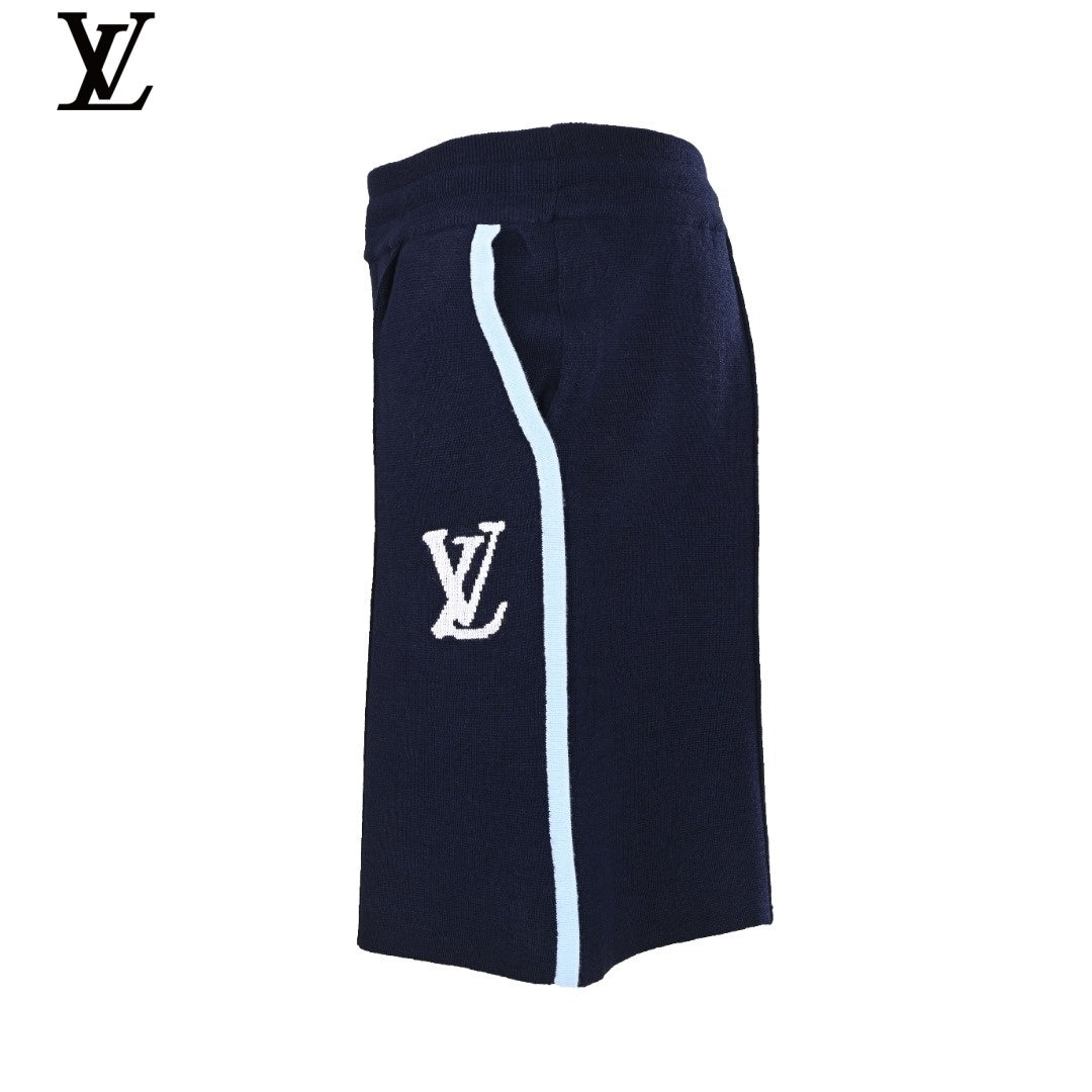 Louis Vuitton Navy Knit LV Logo Shorts