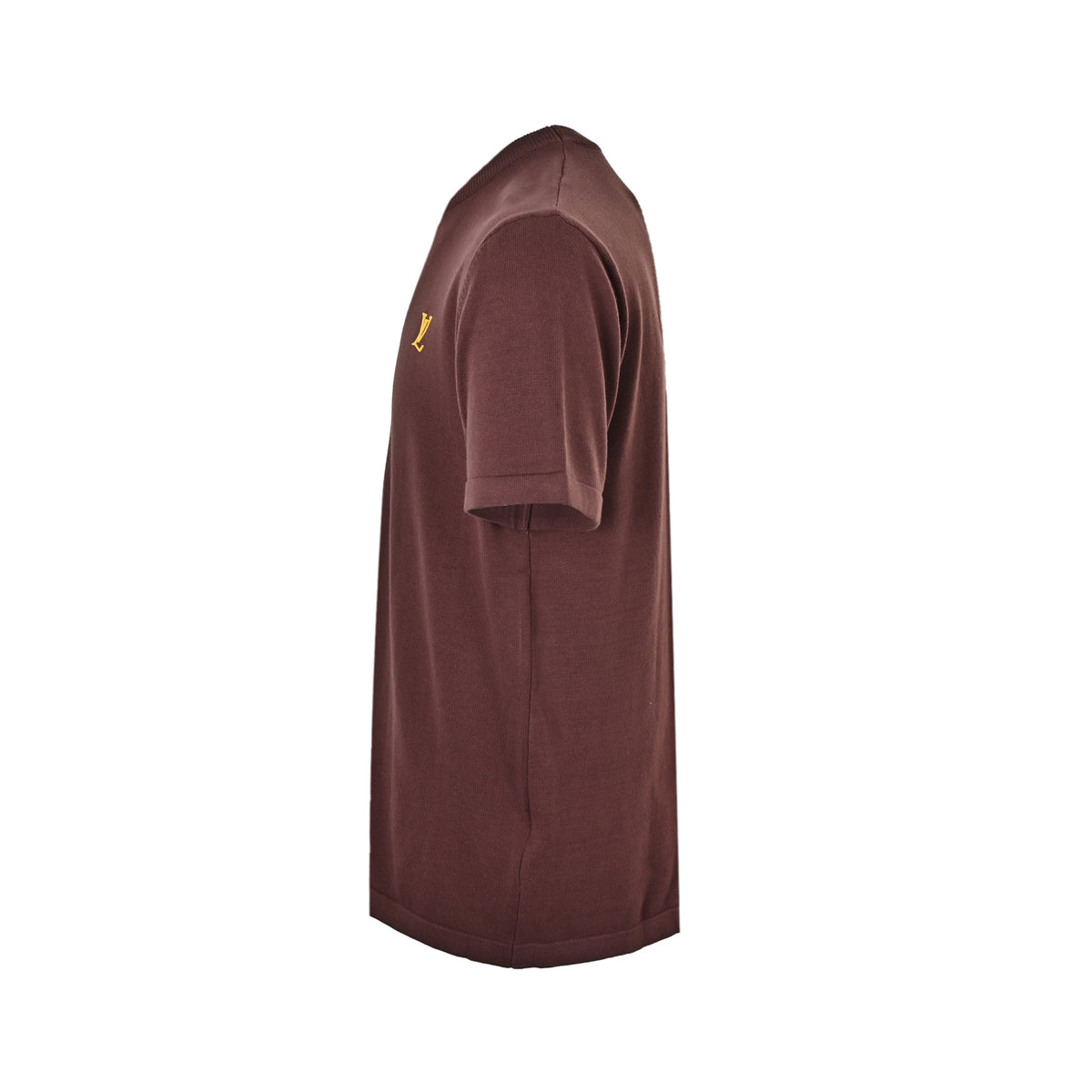 Louis Vuitton Yellow LV Embroidered Knit Short-Sleeve T-Shirt in Burgundy