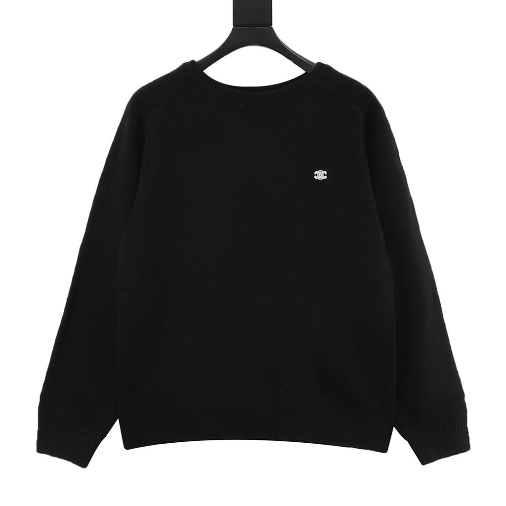 Celine Women's Men's Black Triomphe Logo Crewneck Sweater