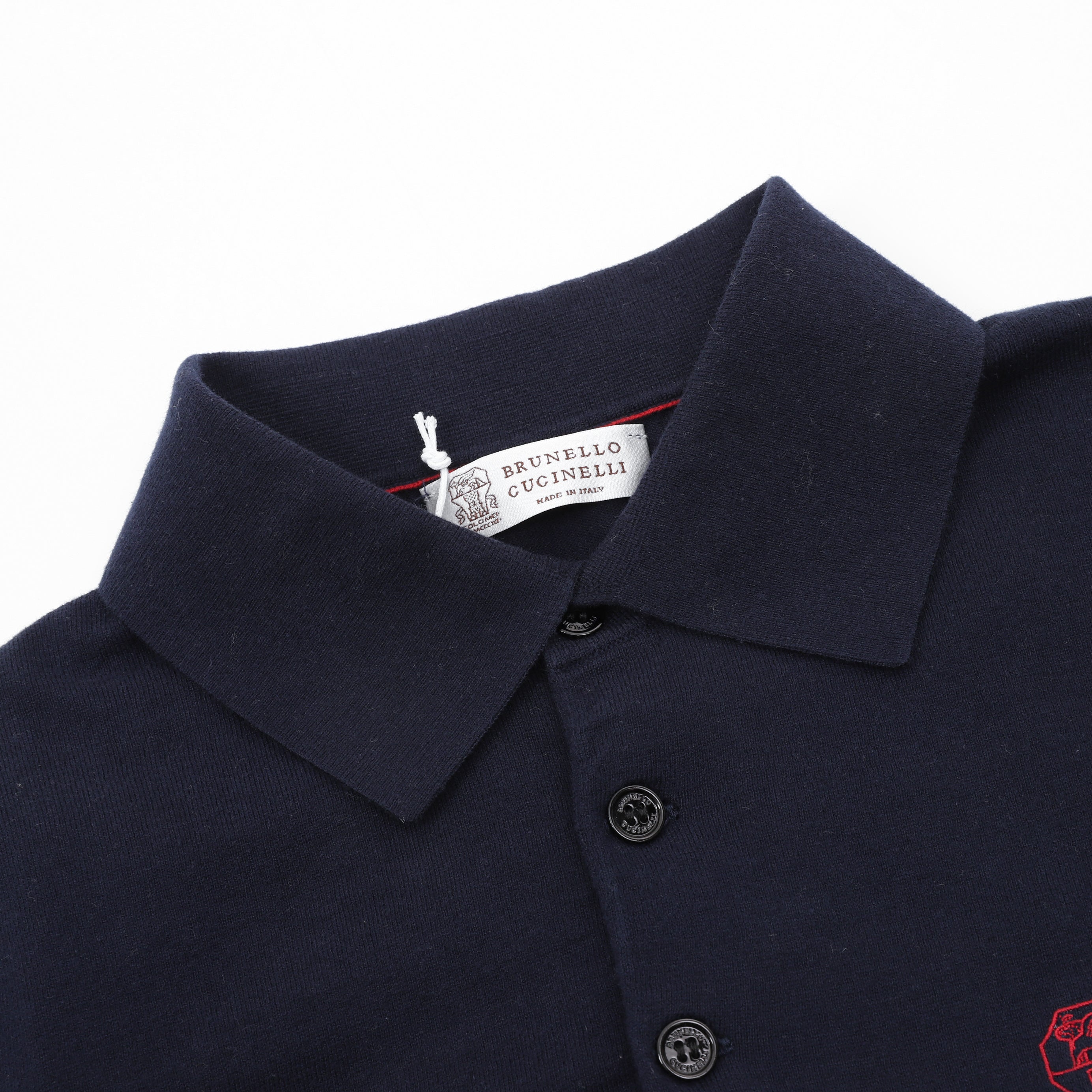 Brunello Cucinelli Solid Color Embroidered Logo Polo Shirt