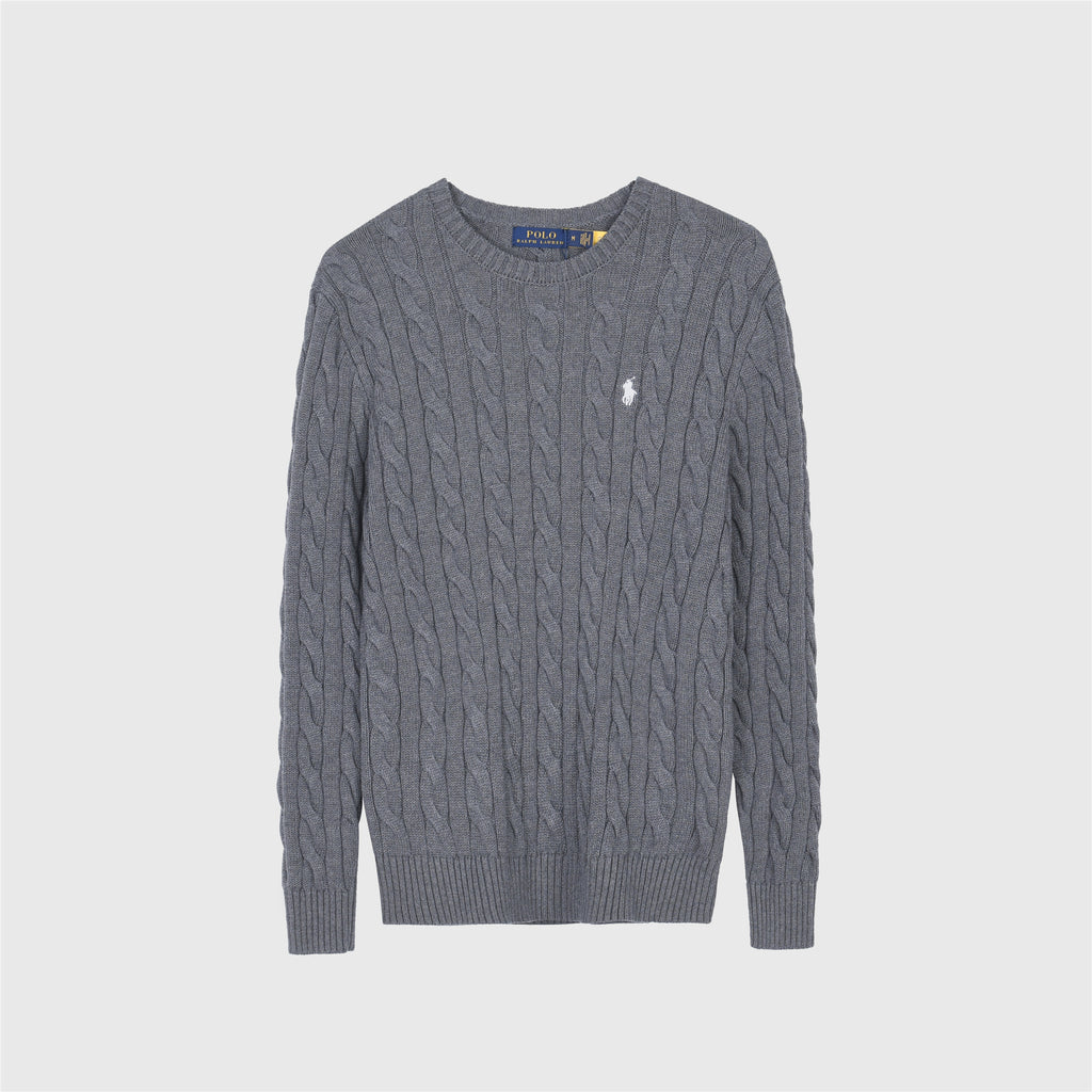 Polo Ralph Lauren Women's Men's Dark Grey Cable Knit Crewneck Sweater