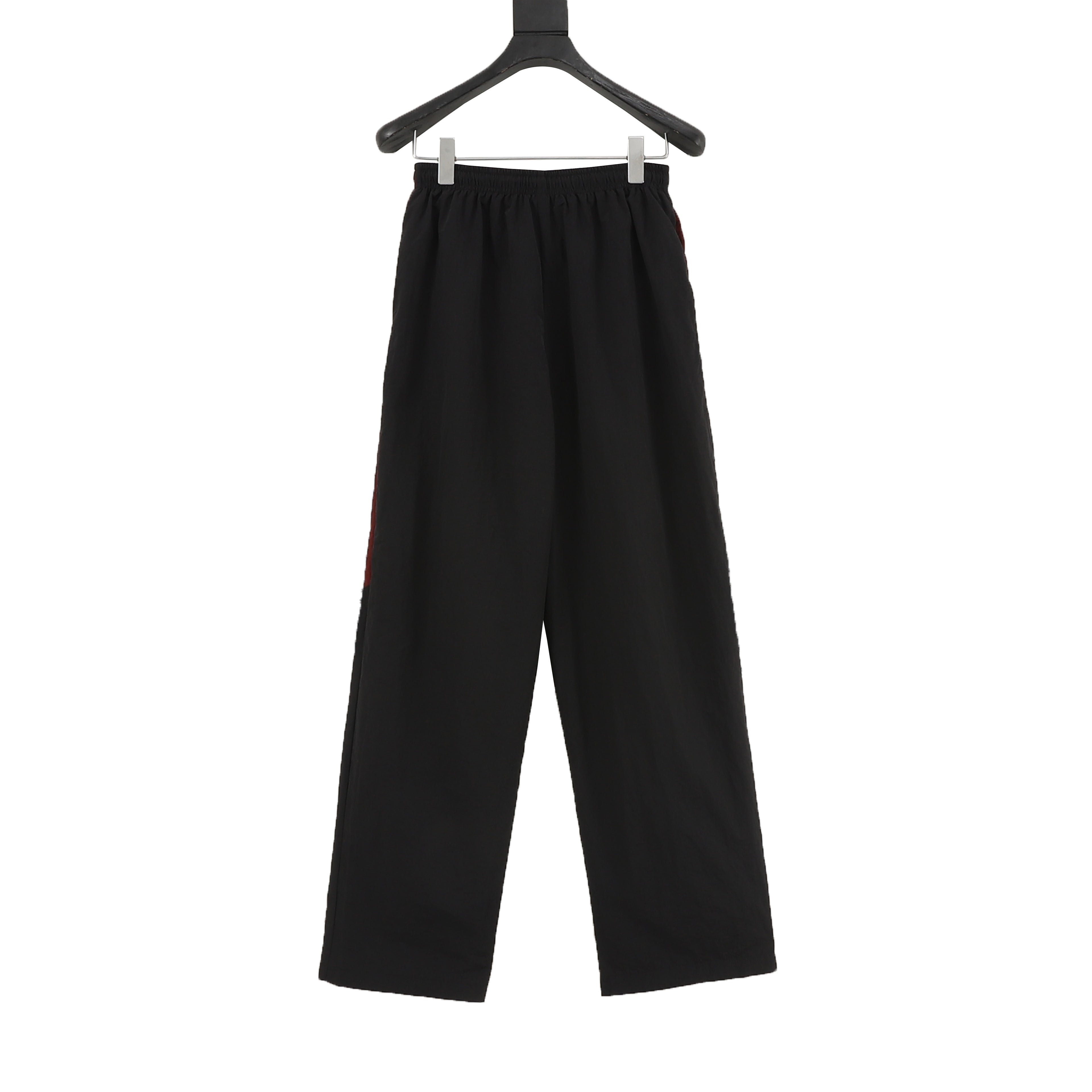 Balenciaga 26SS Red Side Stripe Arc Logo Embroidered Wide-Leg Track Pants