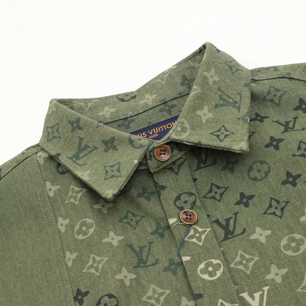 Louis Vuitton LV Monogram Denim Print Contrast Sleeve Overshirt Jacket