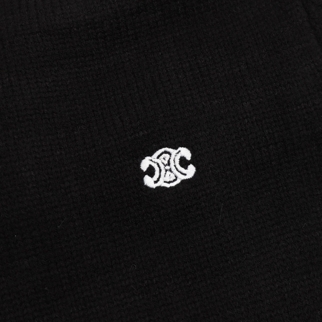 Celine Paris Back Chenille Appliqué Crew Neck Knit Sweater